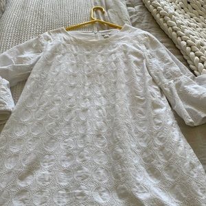 J crew white bell sleeve dress